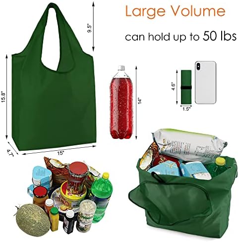 BeeGreen Reusable Bags for Shopping Machine Washable 12 Pack Xlarge Grocery bags Reusable Heavy Duty Folding with Elastic Band Colorful Tote Gift Bags Lightweight Durable Polyester
