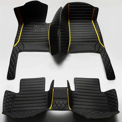 Car Floor Mats Automotive Floor Mats Vehicle Specific All Weather Protection Custom Compatible with Most of 98% Cars SUVs (Black with Yellow bar)