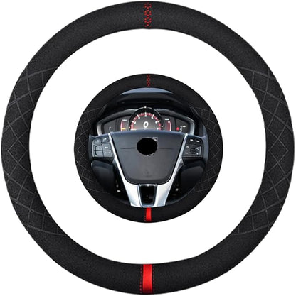 Suede Steering Wheel Cover,Compatible with Volvo S80 S60 XC60 V60 V70 Suede Leather Sport Non-Slip Wheel Cover Car Interior Accessories 15 inch for Man and Women