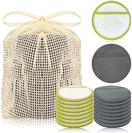 Chloven 16 Pack Reusable Makeup Remover Pads - Soft Bamboo Cotton Rounds