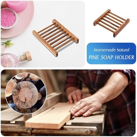 Sawysine 50 Pcs Bamboo Soap Holder Self Draining,Charcoal Color