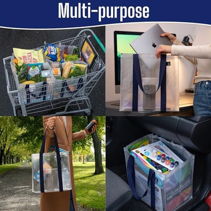 VENO 4 Pack Large Grocery Bag Reusable Shopping Bags with Hard Bottom
