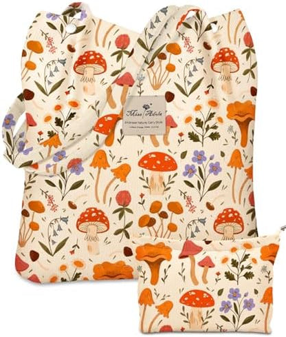 Miss Adola 2 Pack Corduroy Tote Bag with Pouch for Women