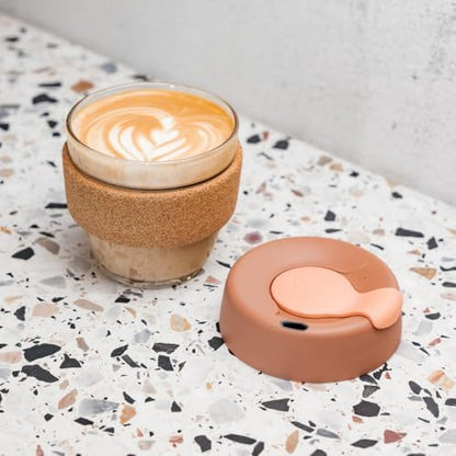 KeepCup Brew Cork, Reusable Glass Tumbler with Natural Cork, Short Coffee Cup 8oz / 227ml - Frappe