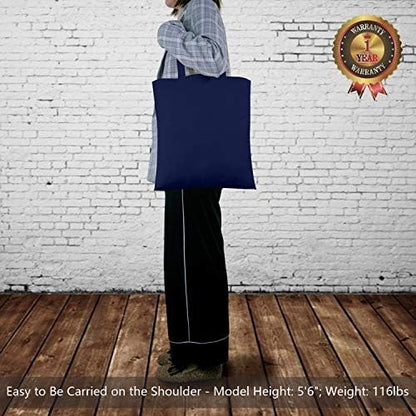 TOPDesign 24-Pack Economical 16"x15" Navy Blue Cotton Tote Bag, Lightweight Medium Reusable Grocery Shopping Cloth Bags, Suitable for DIY, Advertising, Promotion, Gift, Activity