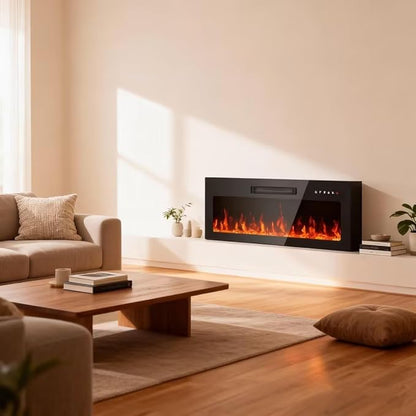 36" Electric Fireplace Insert, Wall Mounted & Recessed Heater, Slim