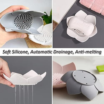 2 Pack Silicone Soap Tray Dishes Soap Holder Saver Draining Bathroom Shower Sink Bathtub