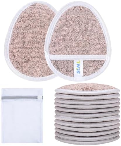SINLAND Reusable Makeup Remover Pads Brown 12 Pack