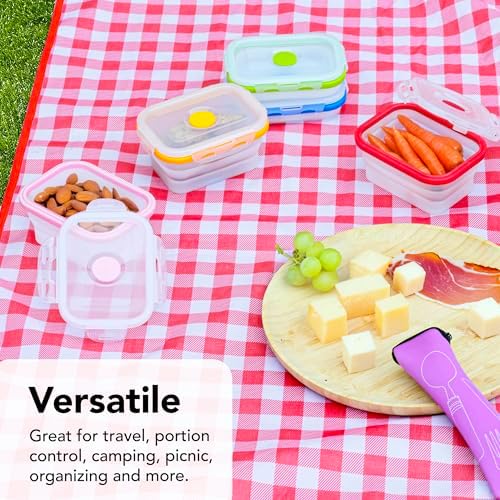 ECOBERI Collapsible Food Storage Containers with Lids, 8 Piece, 12 oz