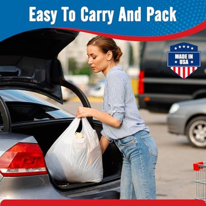 Fuxury Plastic Bags White (Plain) with Handles 1000 Pack