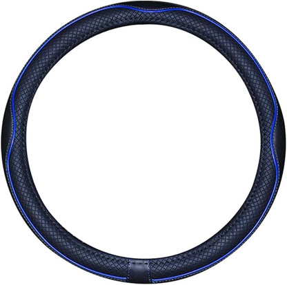 Mayco Bell Large Size Steering Wheel Cover Anti-Slip,Safety,Soft,Breathable,Durable,Full Surround,Comfortable Grip Microfiber Leather (15.5-16 inch, Black Dark Blue)