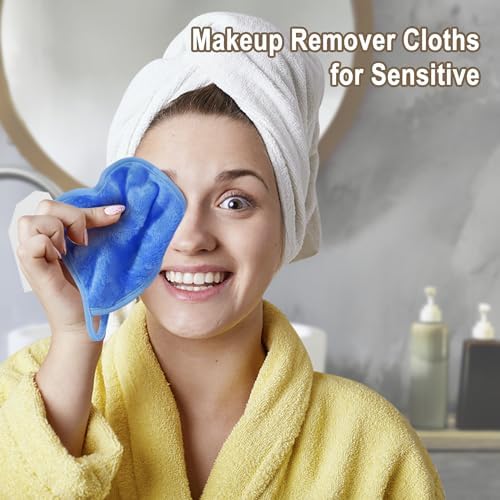 KODAMO Makeup Remover Cloth, Reusable Makeup Remover Pads Washable with Mesh Bag, Microfiber Makeup Removal Face Wash Cloths with Just Water, Gentle Soft, 12 Pack