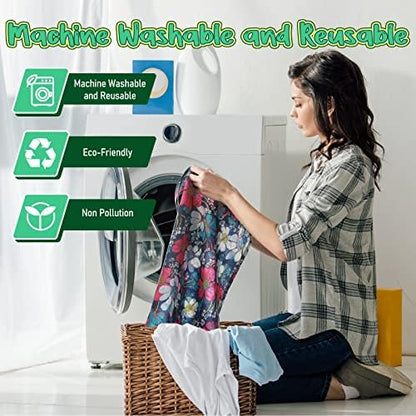 Shappy 34 Pcs Reusable Floral Grocery Bags Foldable Nylon Tote Bags Washable Shopping Bags Extra Large Cute Flower Reusable Bags with Attached Pouch for Women Grocery Shopping Supplies
