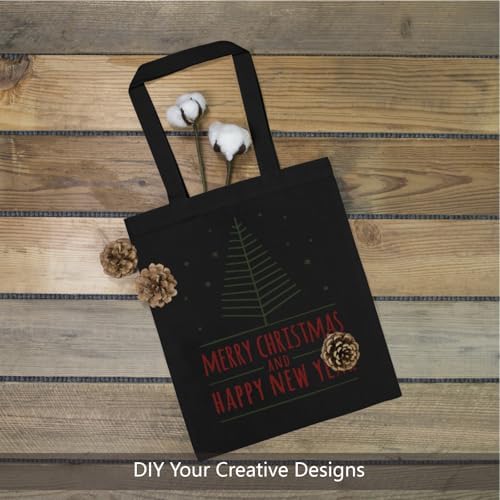 TOPDesign 10-Pack Economical 11.8"x13" Black Cotton Tote Bag, 5oz Lightweight Fabric, Small Reusable Grocery Shopping Cloth Bags, DIY Your Creative Designs
