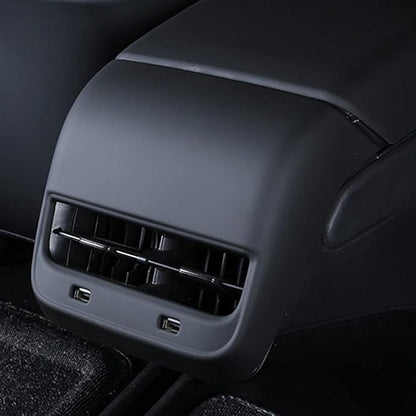Black AC Vent Cover Rear Center Console Air Vent Covers Car Rear Armrest Box Air Conditioning Vent Outlet Trim Frame for Tesla Model 3 & Model Y, Interior Accessories