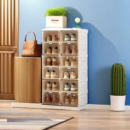 ANTBOX Shoe Organizer Storage Box, Portable Folding Shoe Rack