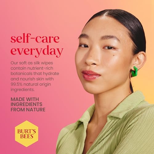 Burt's Bees Pink Grapefruit Face Wipes, for All Skin Types, Hydrating Makeup Remover & Facial Cleansing Towelettes, 90 Count (Pack of 6)