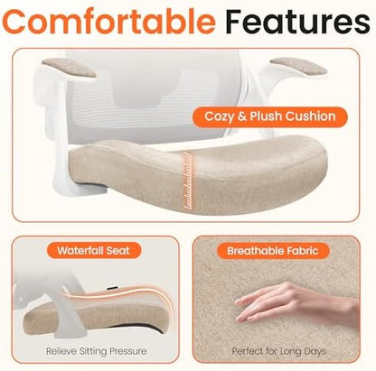 NEO CHAIR Office Desk Mesh Chair with Adjustable Ergonomic Lumbar, Beige