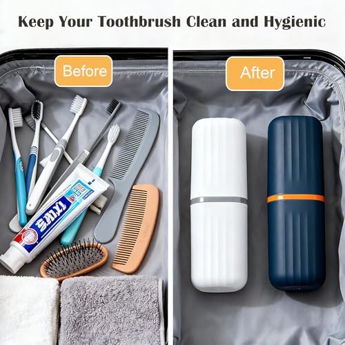 2-in-1 Travel Toothbrush Holder, Dustproof & Compact
