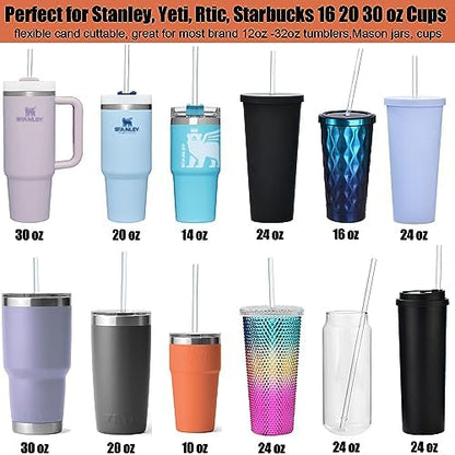 ALINK 12-Pack Reusable Clear Plastic Straws, 10.5-inch Hard Tumbler Straws
