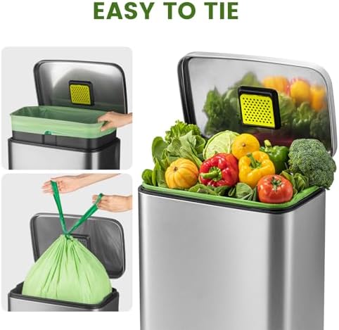 SUPERBIO 13 Gallon Compostable Drawstring Kitchen Waste Bag, 30 Count