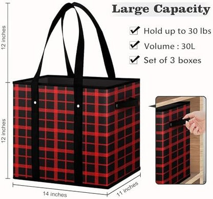 Reusable Grocery Bags 3 Pack, Foldable & Water Resistant Shopping Bags