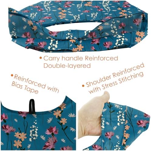 BeeGreen Aesthetic Tote Bags Flowering Shrub Gifts for Women Travel Floral Reusable Grocery Bags Shopping Bags Bulk 6 Pack 50LBS X-Large Foldable-Machine Washable