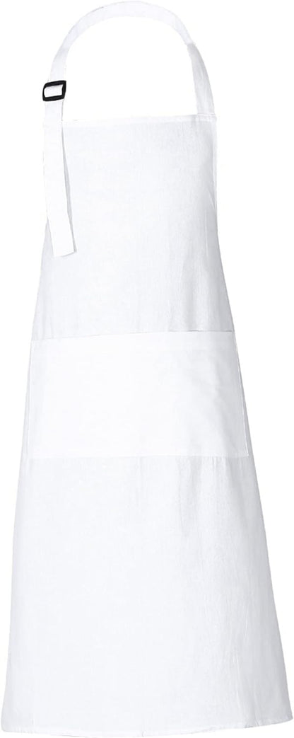 RAJRANG 100% Cotton Cooking Apron with 3 Pockets Kitchen Chef BBQ Adjustable Bib Aprons for Women Men