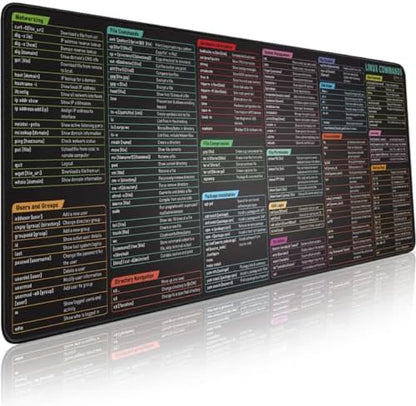 Pixiecube Linux Commands Line Mouse pad - Extended Large Cheat Sheet Mousepad. Shortcuts to Kali/Red Hat/Ubuntu/OpenSUSE/Arch/Debian/Unix Programmer. XXL Non-Slip Gaming Desk mat