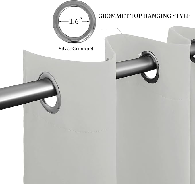 Easy-Going Blackout Curtains for Bedroom, Solid Thermal Insulated Grommet and