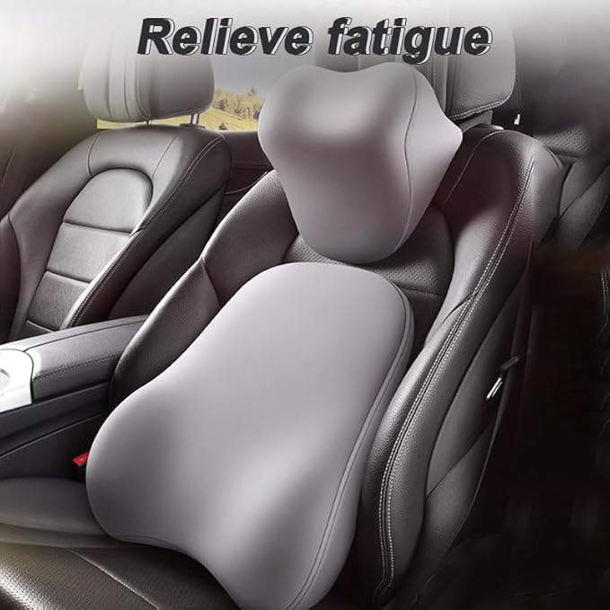2 PCS Truck Headrest & Lumbar Support Cushion for Mack Granite 2001–2025, Ergonomic Memory Foam Cushion for Back and Neck for Neck Back Pain Relief, Adjustable Straps,A Black
