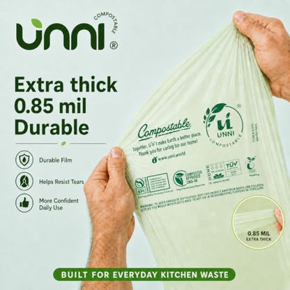 UNNI 8 Gallon Compostable Bags, 100 Count, 30 Liter, Extra Thick 0.85 Mil