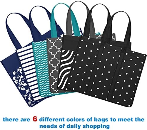 6 Pack Reusable Grocery Bags Waterproof Tote Bags for Shopping Groceries