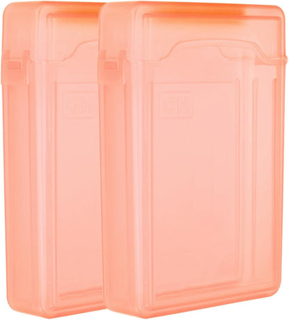 PATIKIL 6.5" x 4.5" Hard Drive Disk Case, 2Pcs Plastic Hard Disk Storage Box Portable Anti-Static Case for 3.5" External SSD HDD, Orange