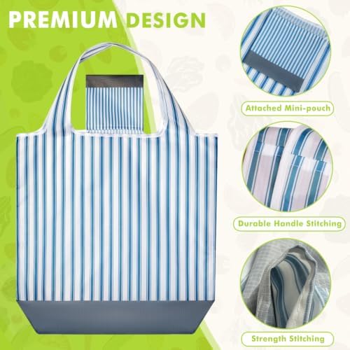 TOGETRUE Reusable Grocery Bags, Foldable Shopping Bag, Bulk Packable Tote