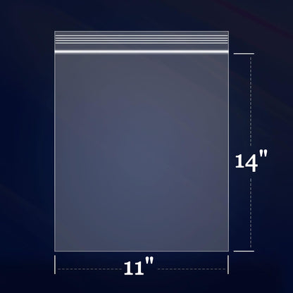 iMailer - 200 Count - 11" x 14" Large Zip Bags - 2 Mil Reclosable Zip Plastic Poly Bags with Lock Seal Zipper for Prints, Photos, Documents, Clothing, T-Shirt