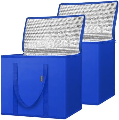 BALEINE Insulated Reusable Grocery Bags with Zippered Top, Large Cooler Bag