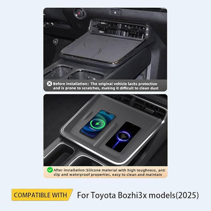 Centre Control Wireless Charging Mat for Toyota Bozhi 3X bz3x 2025 Full Cover pad Non-Slip Silicone Mat Wireless Charger Mat Accessories (Black)