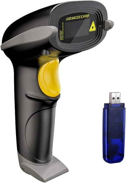 NADAMOO Wireless Barcode Scanner 328 Feet Transmission Distance USB Cordless 1D