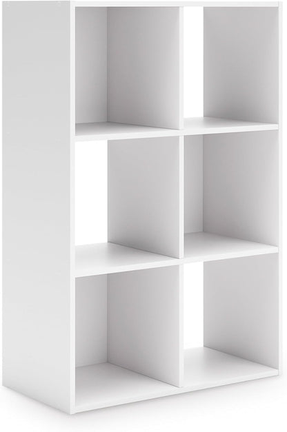 Signature Design by Ashley Onita Modern 3-Tier Floor Standing 6 Cube Organizer for Living Room, Wood, Works with 10.5 W x 10.5 D x 11 H Storage Bin (Sold Separately), White