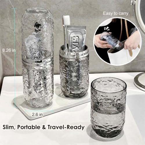 Travel Toothbrush Case, 2-in-1 Toothbrush Holder with Rinse Cups
