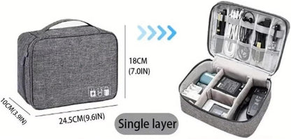Travel Cable Organizer Bag for Electronics Accessories Portable Tech Carrying Large Storage Case for Charger, Cord, Power Bank, Hardware Waterproof (1PCS) (Grey)