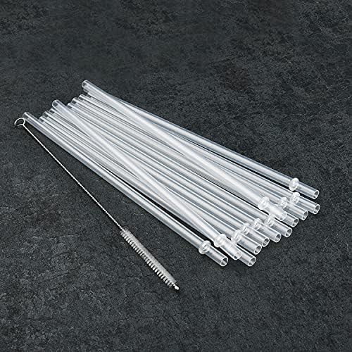 ALINK 12-Pack Reusable Clear Plastic Straws, 10.5-inch Hard Tumbler Straws