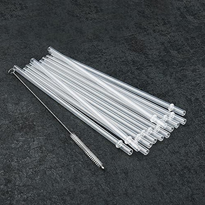 ALINK 12-Pack Reusable Clear Plastic Straws, 10.5-inch Hard Tumbler Straws