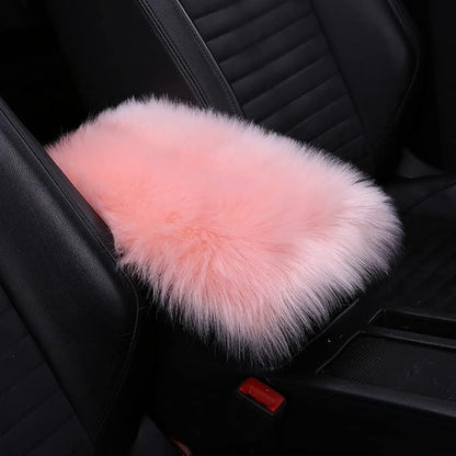 Center Console Cushion Pad Armrest Pad, Furry Armrest Cover, Car Interior Accessories, Blue