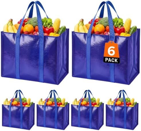 Reusable Grocery Bags, Waterproof & Foldable Shopping Bags Stand Upright