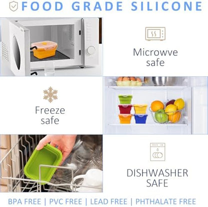 5 Pack Collapsible Silicone Food Storage Containers with Leak-Resistant Lids, 12 oz Small Foldable Snack Box Bento Box, For Kitchen, Office, Camping, Travel, BPA Free
