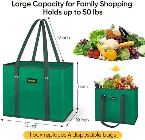 BALEINE 3PK Reusable Grocery Bags, Heavy Duty Shopping Tote Bag