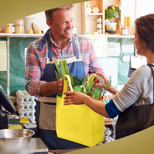 Reginary 100 PCS Non Woven Tote Bags Bulk,Yellow