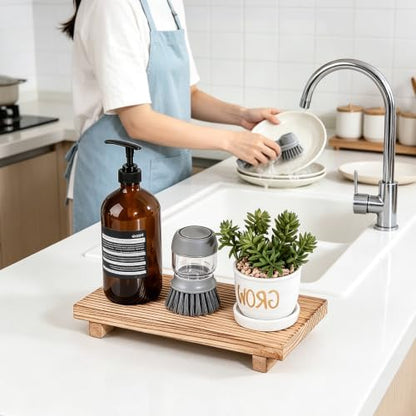 Bathroom Tray Farmhouse Decor Kitchen Soap Holder, 11" * 5.5" Brown